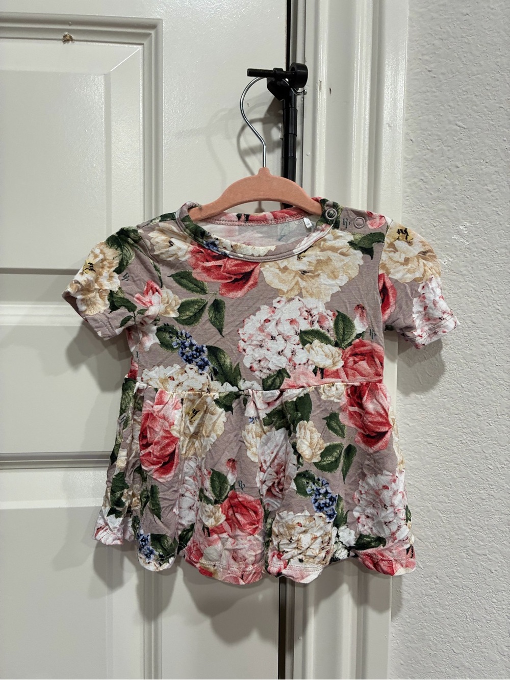 Posh Peanut Floral Peplum Tee - Pink Taupe Multi